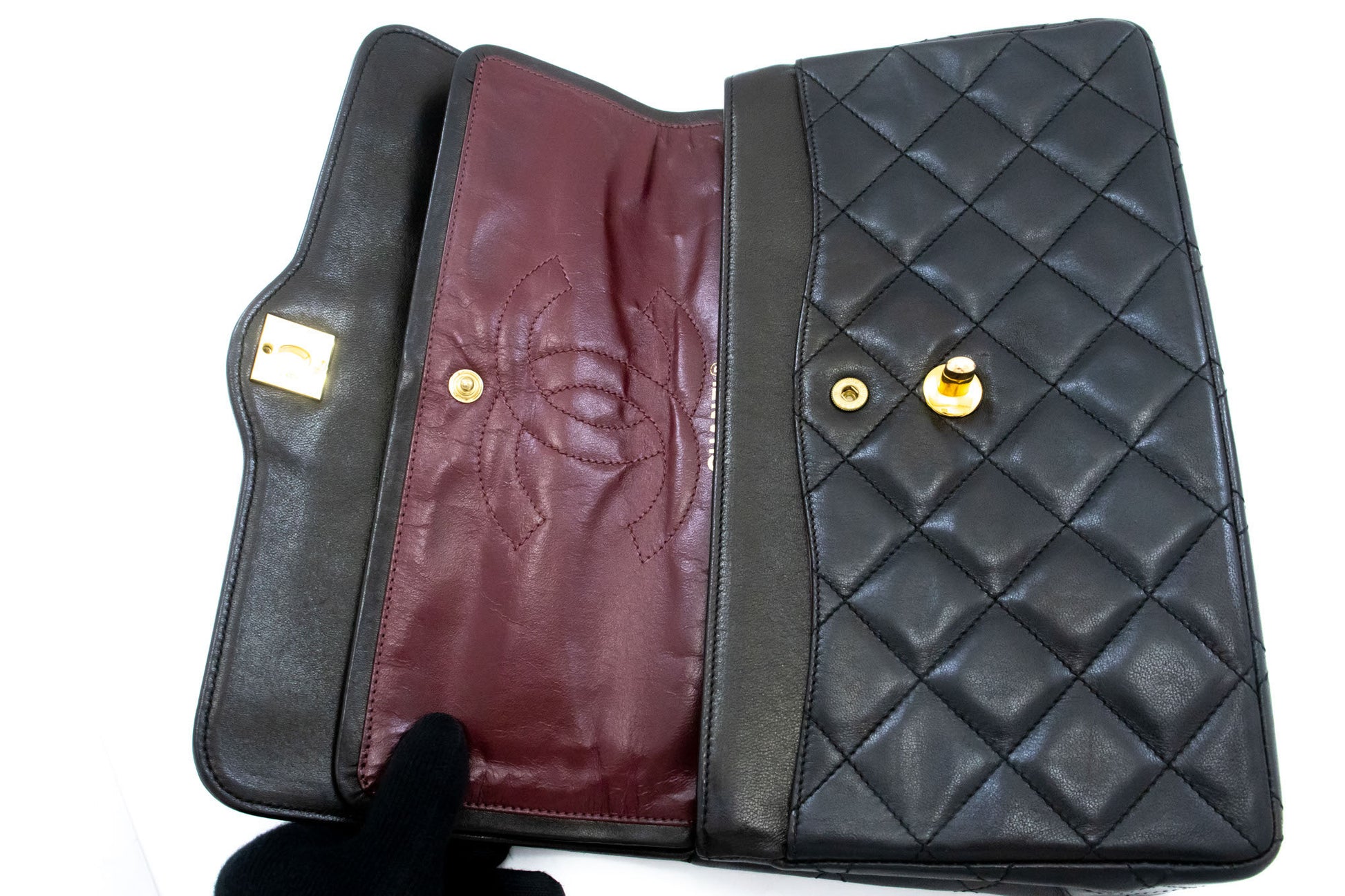 CHANEL Paris Limited Vintage Chain Shoulder Bag Black Quilted Flap ak6 hannari-shop