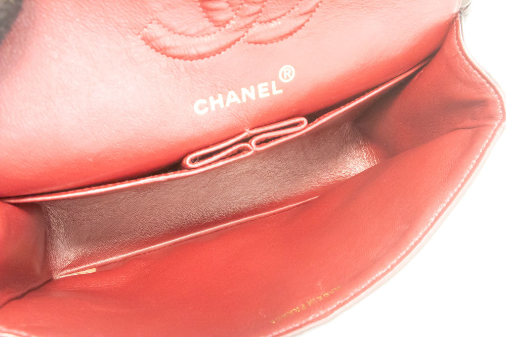 CHANEL Classic Double Flap 9" Chain Shoulder Bag Black Lambskin ah3 hannari-shop