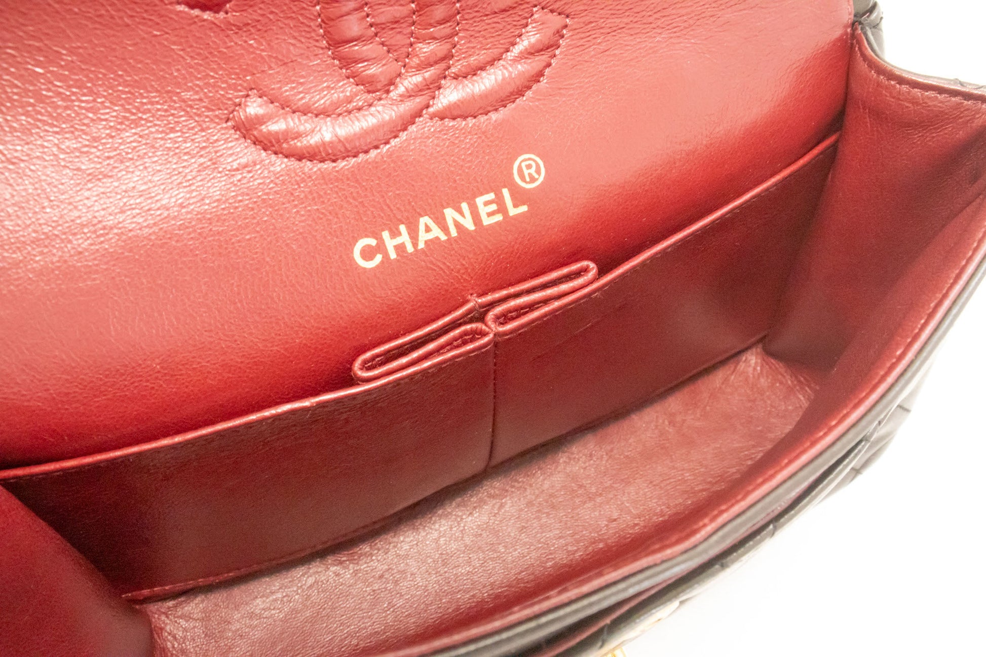 CHANEL Classic Double Flap 9" Chain Shoulder Bag Black Lambskin ah3 hannari-shop