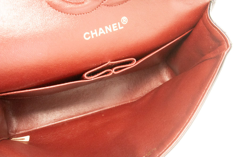CHANEL Classic Double Flap 10" Chain Shoulder Bag Black Lambskin aj9 hannari-shop