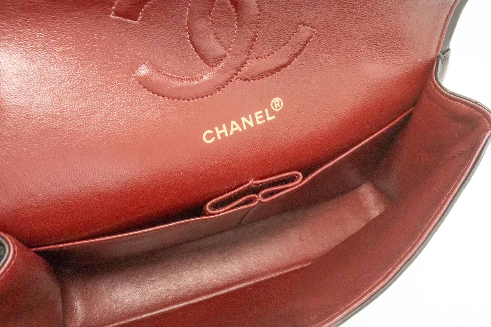 CHANEL Classic Double Flap 10" Chain Shoulder Bag Black Lambskin aj9 hannari-shop