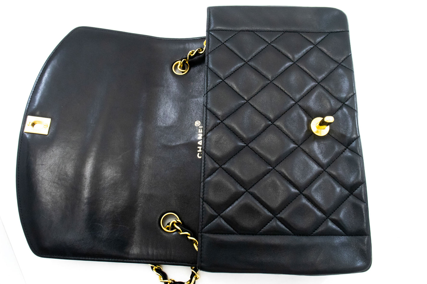 CHANEL Diana Flap Chain Shoulder Bag Black Quilted Lambskin ak2 hannari-shop