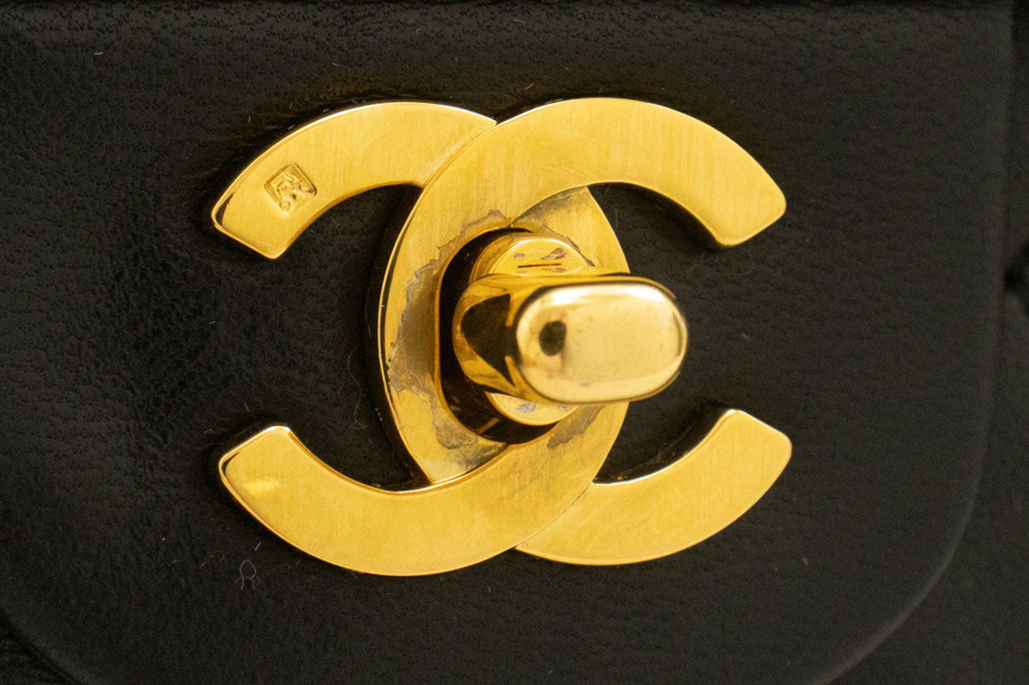 CHANEL Classic Double Flap 9" Chain Shoulder Bag Black Lambskin aj4 hannari-shop