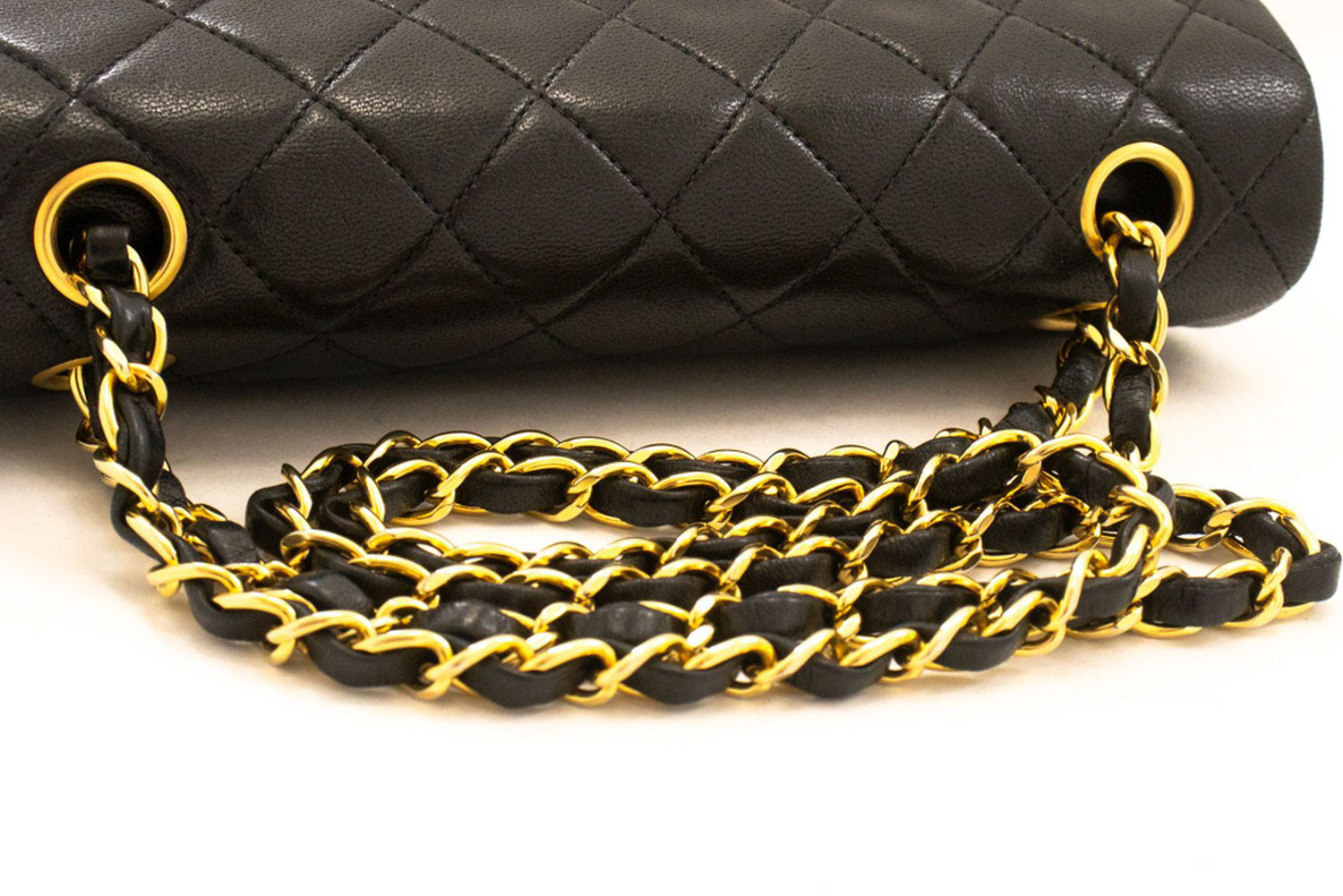 CHANEL Classic Double Flap 9" Chain Shoulder Bag Black Lambskin aj4 hannari-shop