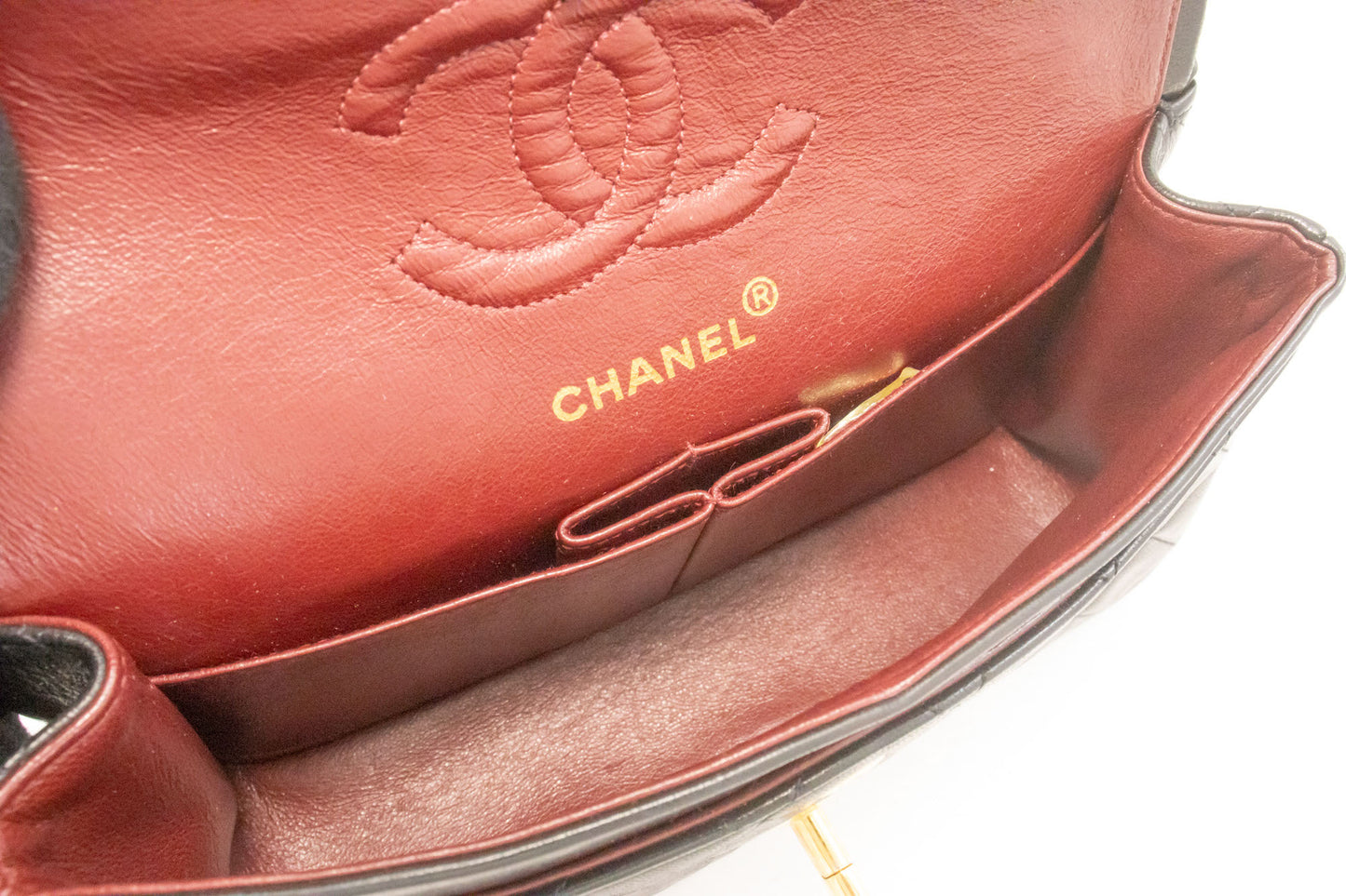 CHANEL Classic Double Flap 9" Chain Shoulder Bag Black Lambskin aj4 hannari-shop