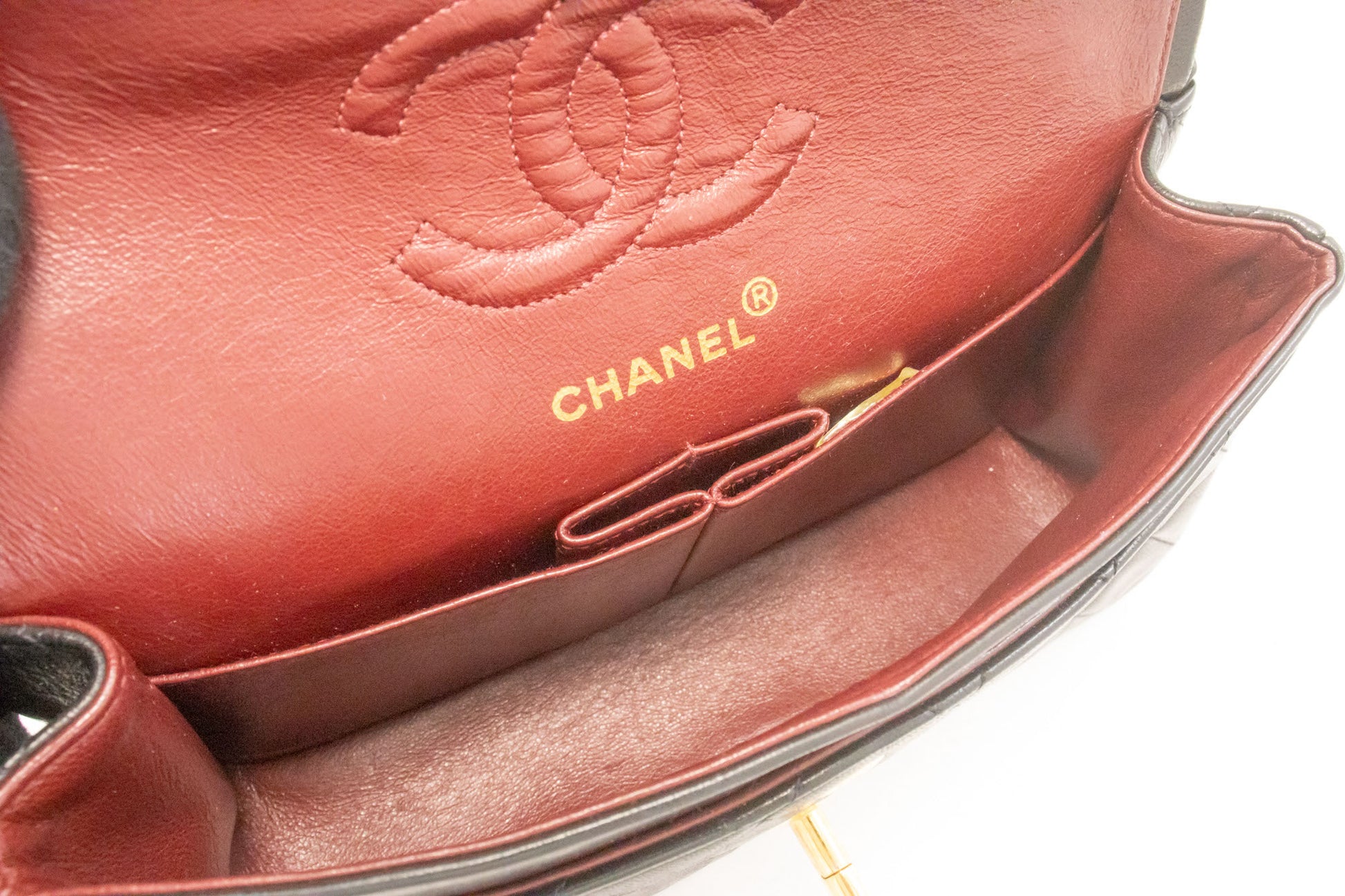CHANEL Classic Double Flap 9" Chain Shoulder Bag Black Lambskin aj4 hannari-shop