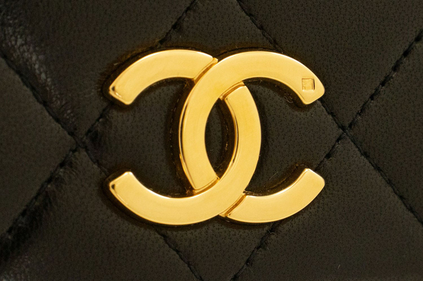 CHANEL Full Flap Small Chain Shoulder Bag Clutch Black Quilted aj1 hannari-shop