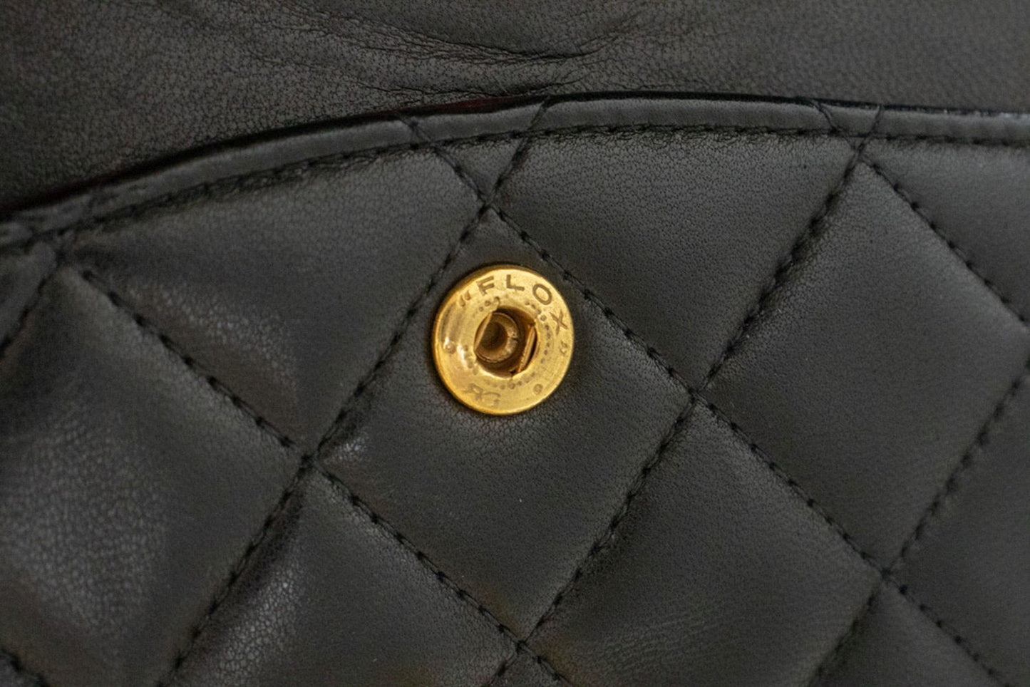 CHANEL Classic Double Flap 10" Chain Shoulder Bag Black Lambskin aj8 hannari-shop