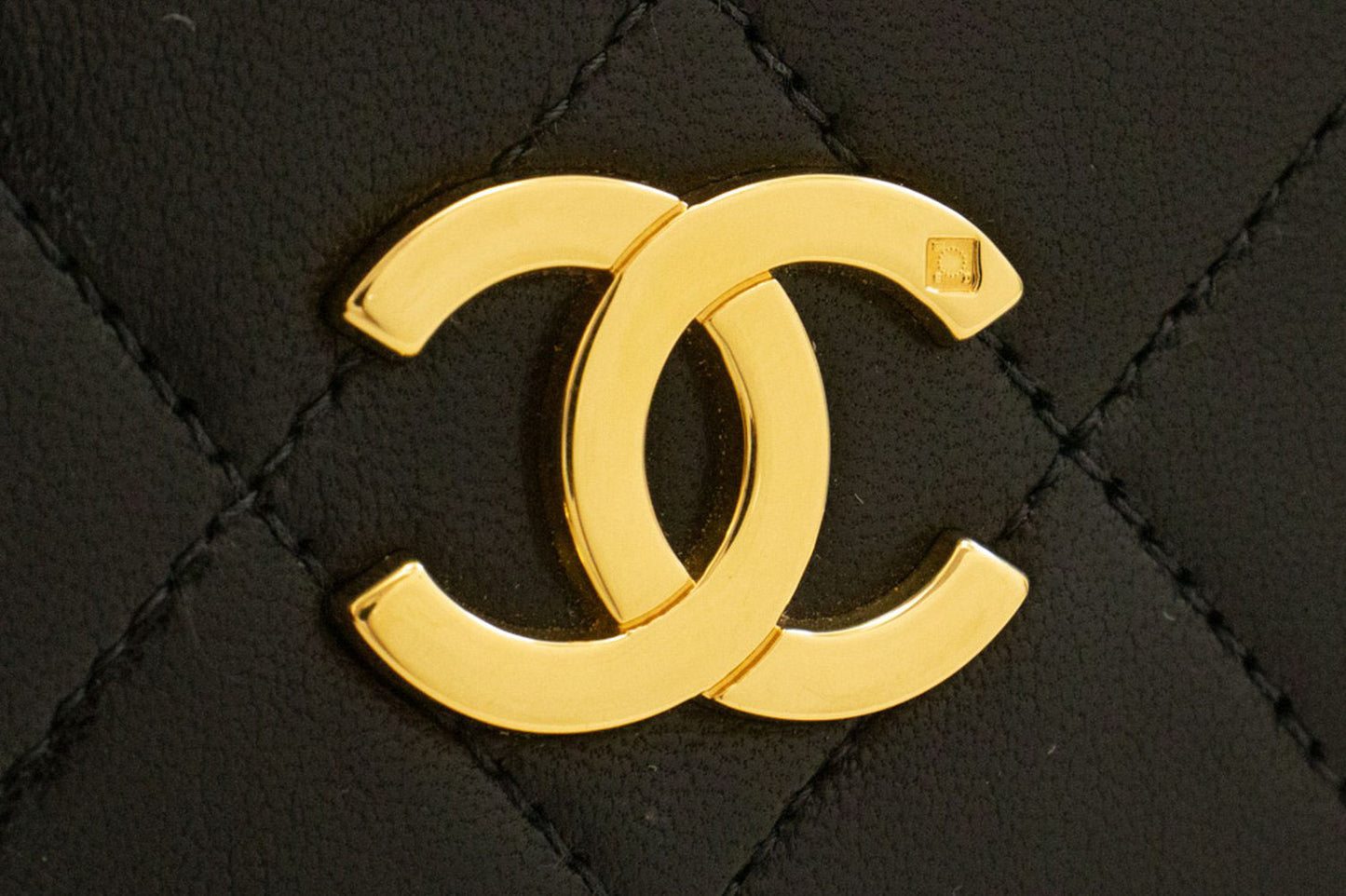 CHANEL Full Flap Chain Shoulder Bag Clutch Black Quilted Lambskin ak1 hannari-shop
