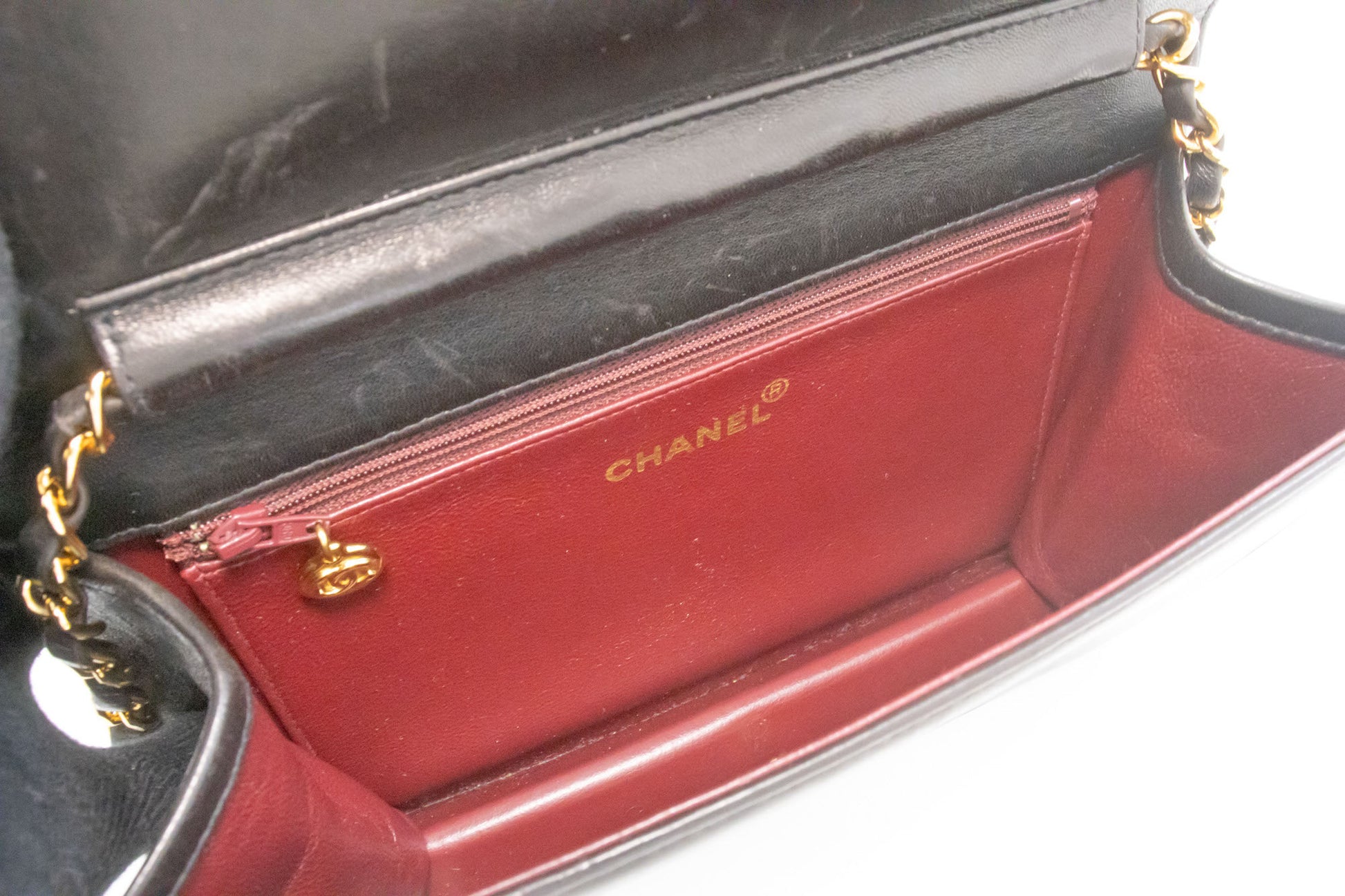 CHANEL Full Flap Chain Shoulder Bag Clutch Black Quilted Lambskin ak1 hannari-shop