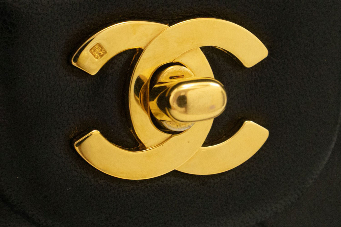 CHANEL Classic Double Flap 9" Chain Shoulder Bag Black Lambskin aj7 hannari-shop
