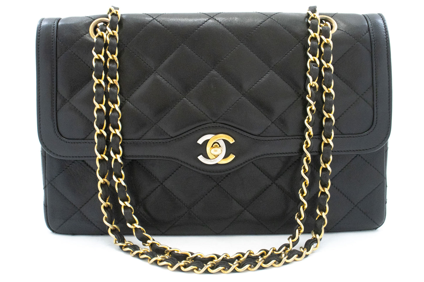 CHANEL Paris Limited Vintage Chain Shoulder Bag Black Quilted Flap ai9 hannari-shop