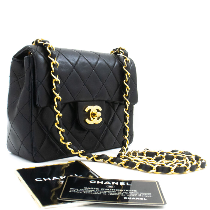 CHANEL Mini Square Small Chain Shoulder Bag Crossbody Black ai2 hannari-shop