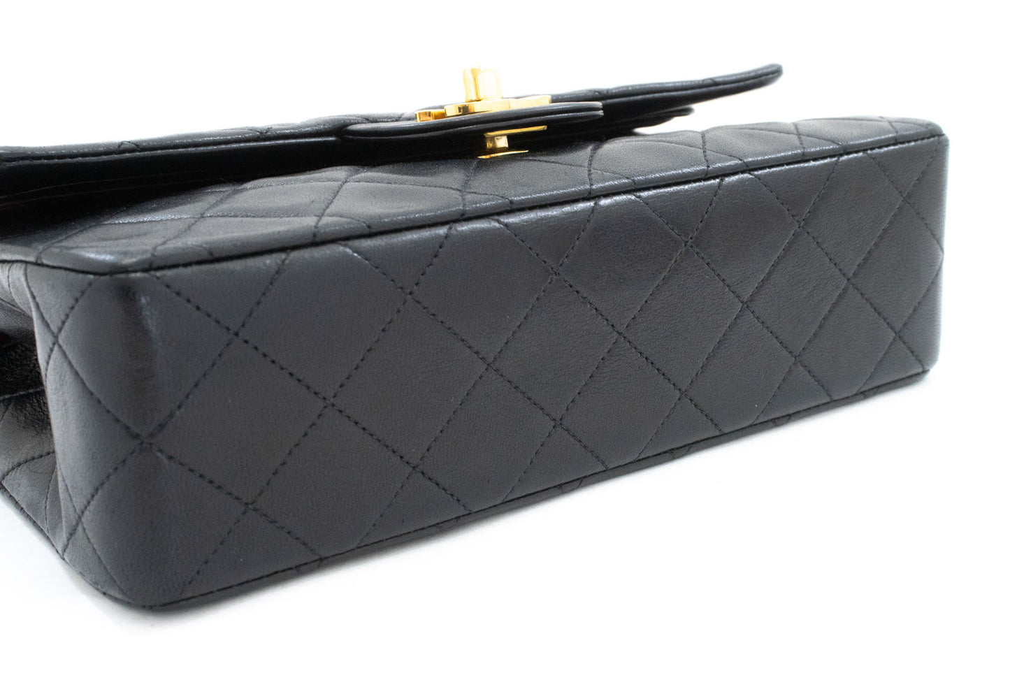 CHANEL Classic Double Flap 9" Chain Shoulder Bag Black Lambskin aj4 hannari-shop