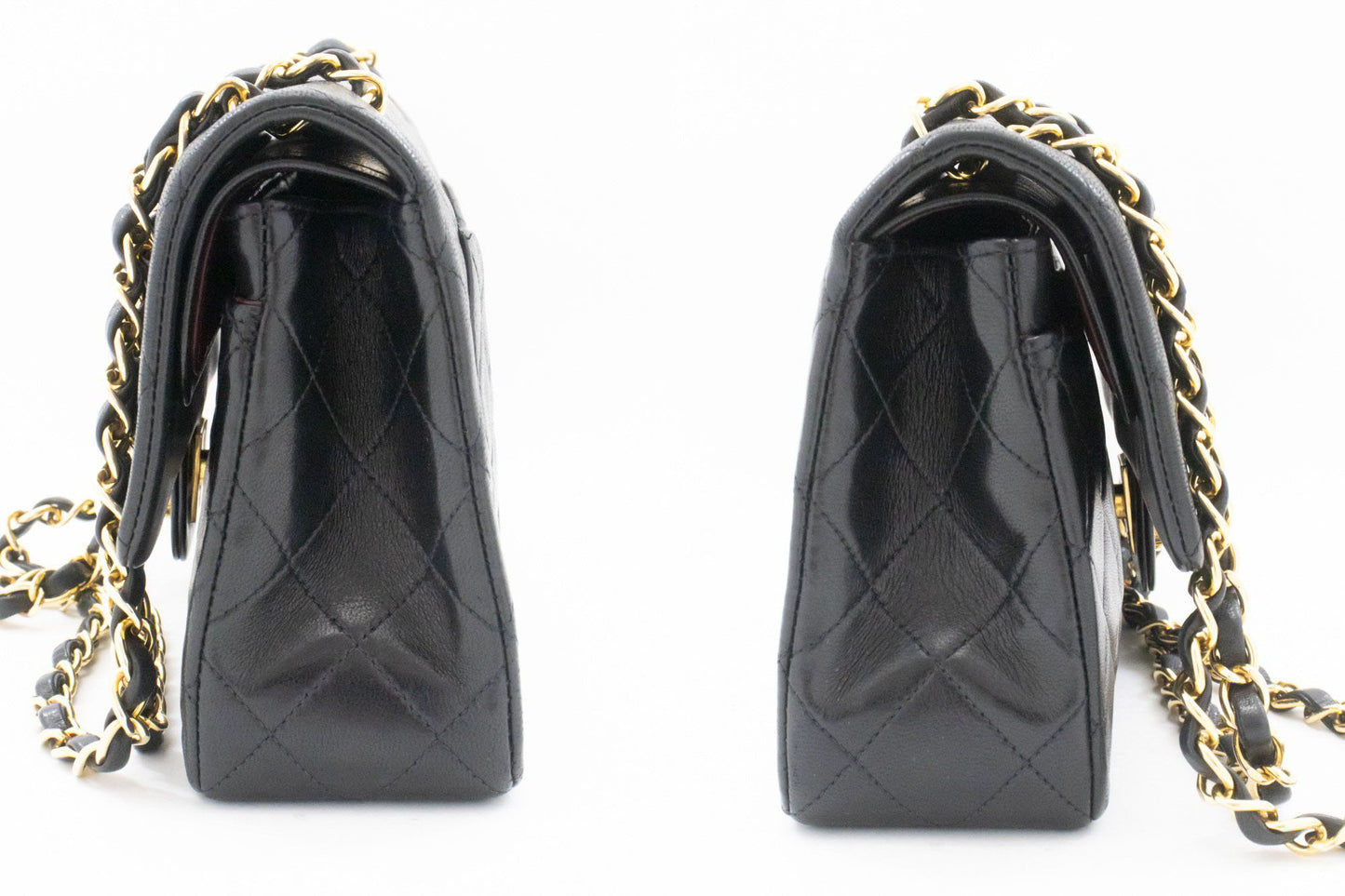 CHANEL Classic Double Flap 9" Chain Shoulder Bag Black Lambskin aj4 hannari-shop