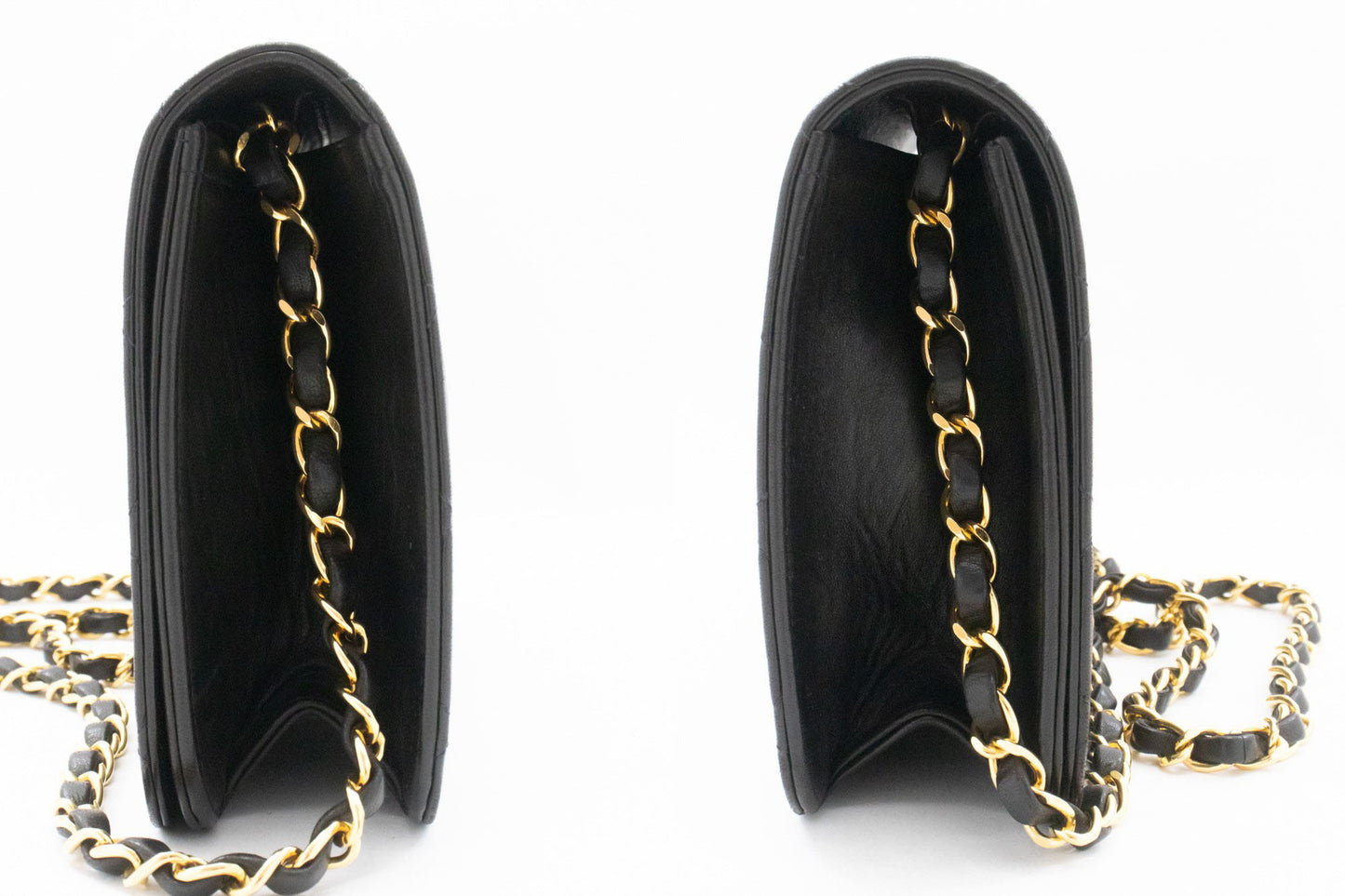 CHANEL Full Flap Chain Shoulder Bag Clutch Black Quilted Lambskin ak1 hannari-shop