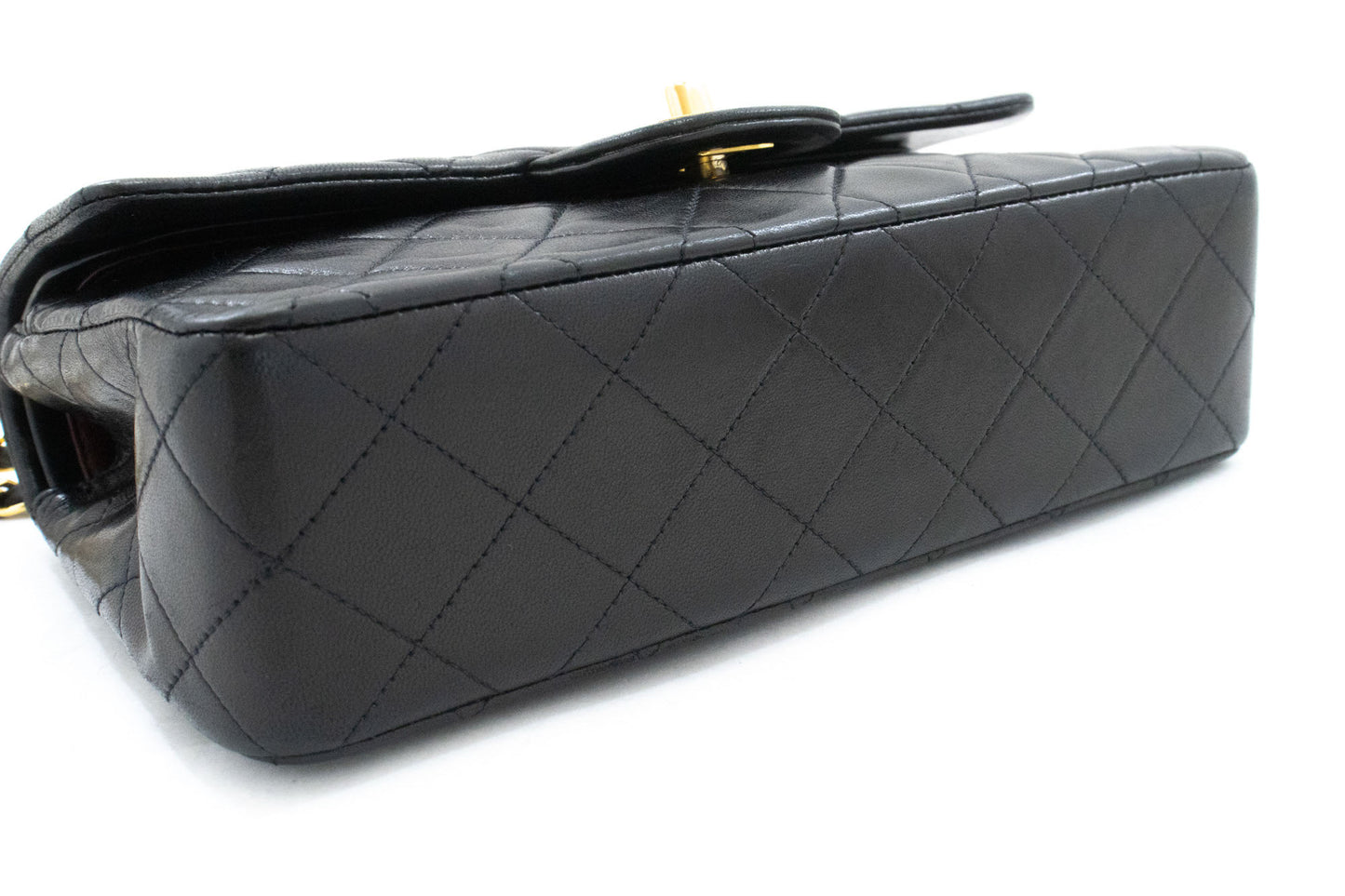 CHANEL Classic Double Flap 9" Chain Shoulder Bag Black Lambskin aj7 hannari-shop