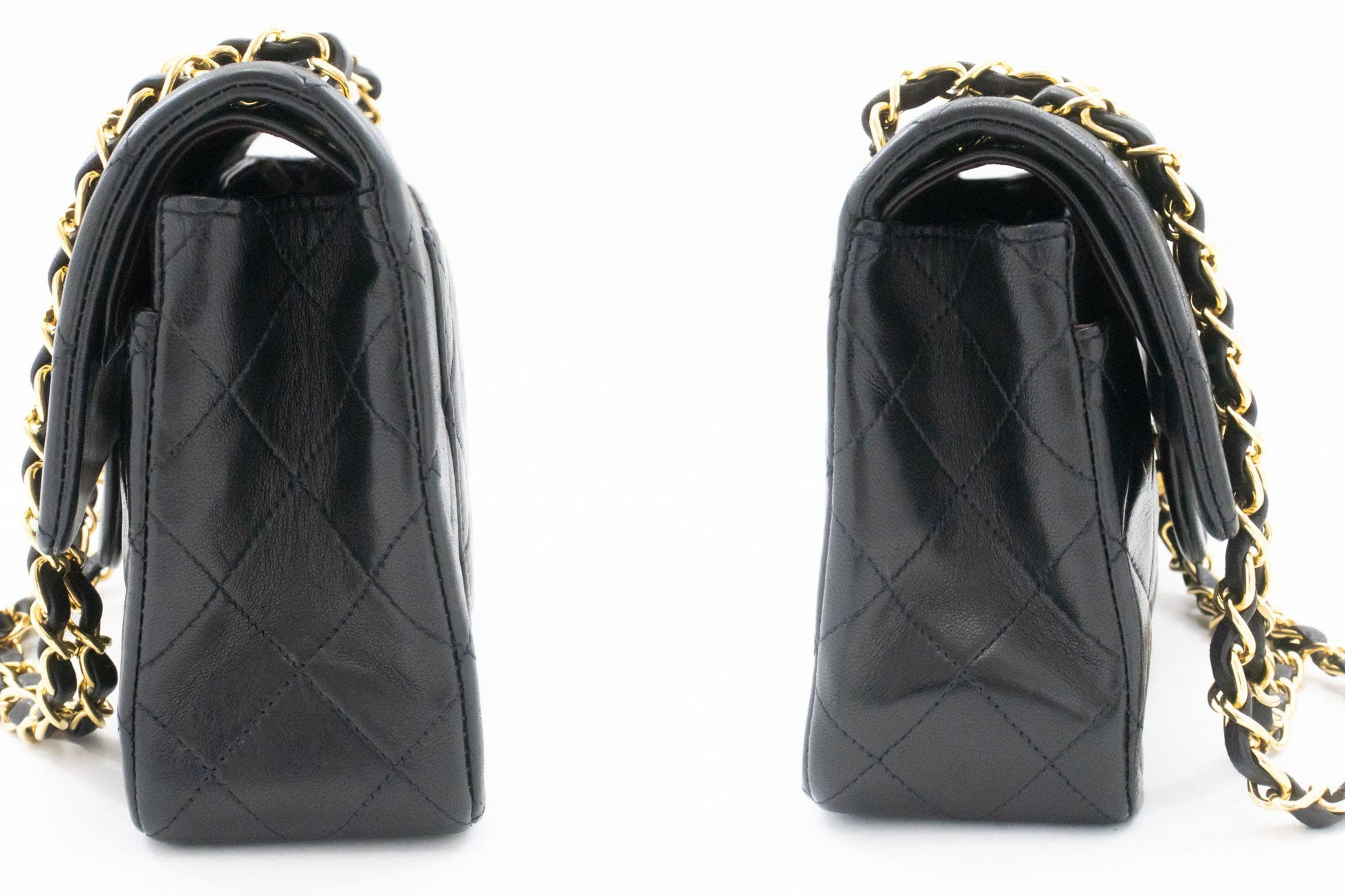 CHANEL Classic Double Flap 9" Chain Shoulder Bag Black Lambskin aj7 hannari-shop