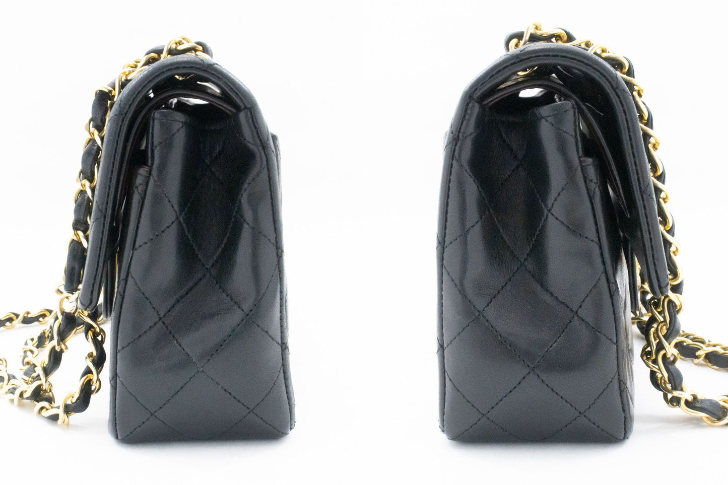 CHANEL Classic Double Flap 9" Chain Shoulder Bag Black Lambskin ag6 hannari-shop