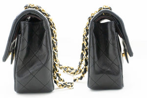 CHANEL Classic Double Flap 9" Chain Shoulder Bag Black Lambskin L41 hannari-shop