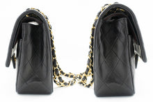 CHANEL Classic Double Flap 10" Chain Shoulder Bag Black Lambskin m77 hannari-shop