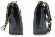 CHANEL Classic Double Flap 10" Chain Shoulder Bag Black Lambskin p99 hannari-shop