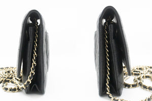 CHANEL Grained Calfskin Wallet On Chain WOC Black Shoulder Bag n96 hannari-shop