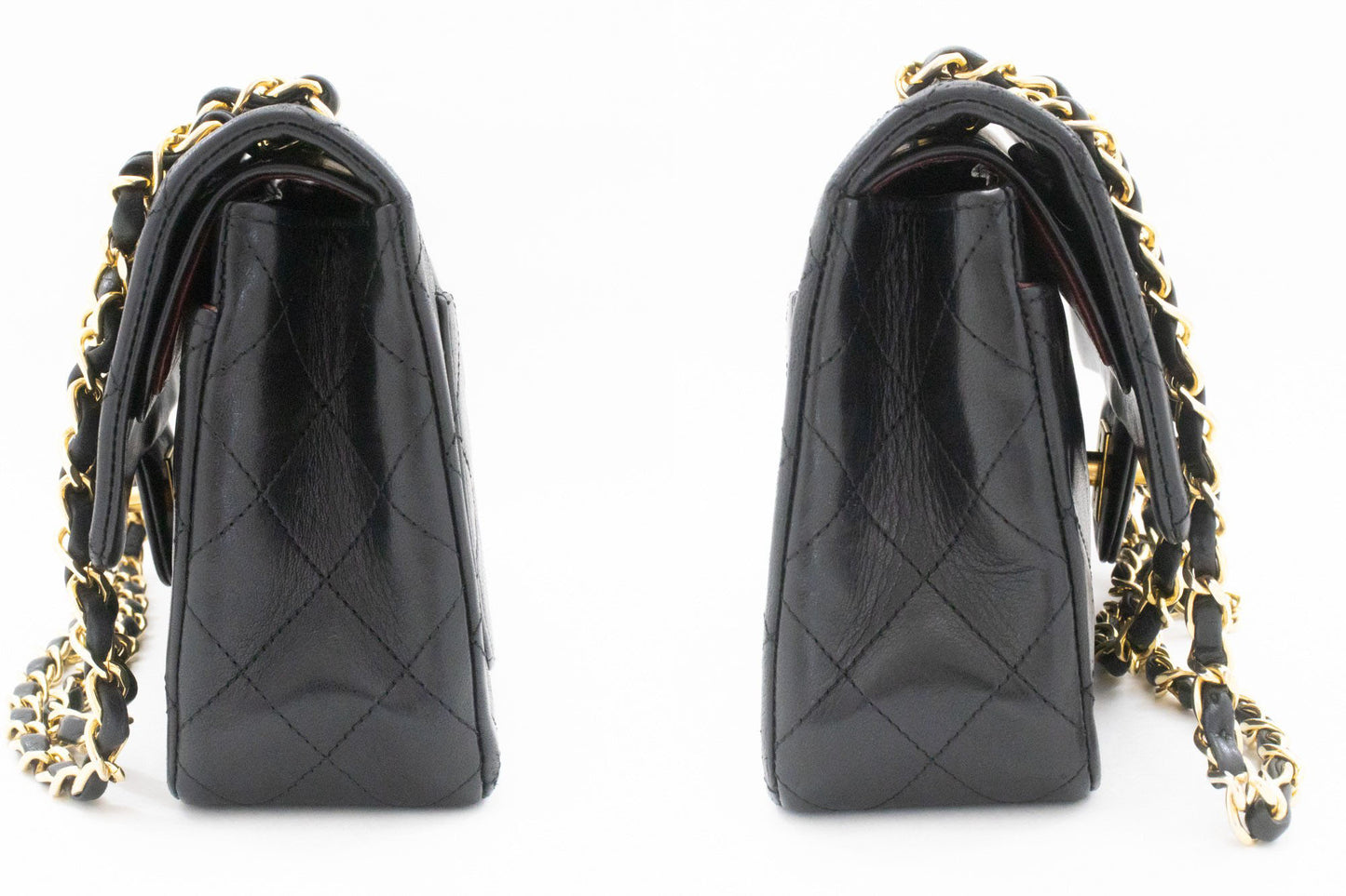 CHANEL Classic Double Flap 9" Chain Shoulder Bag Black Lambskin ak5 hannari-shop