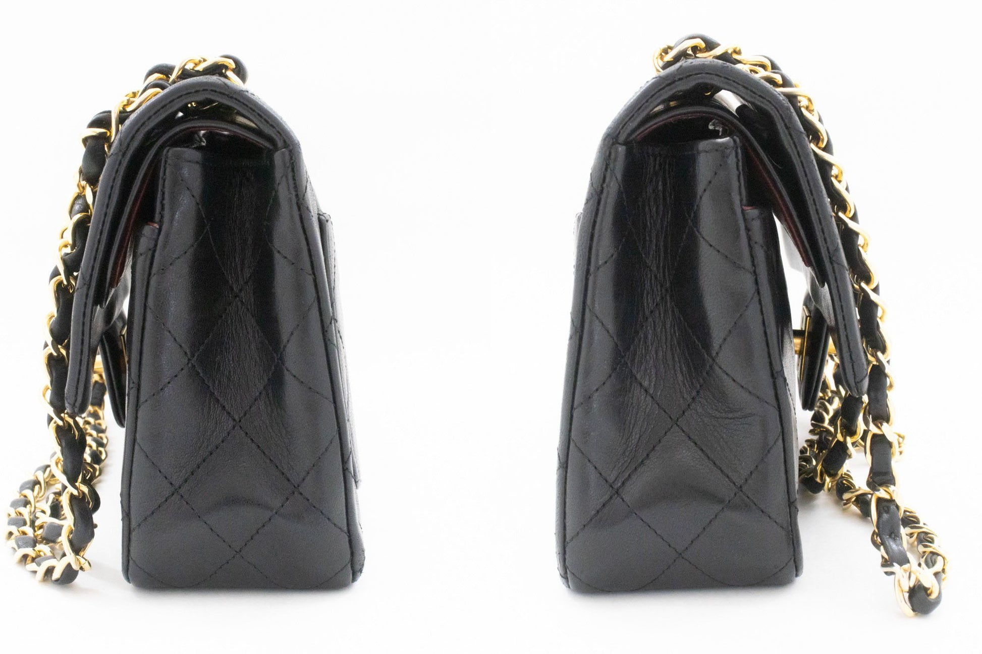 CHANEL Classic Double Flap 9" Chain Shoulder Bag Black Lambskin ak5 hannari-shop