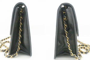 CHANEL Chain Shoulder Bag Clutch Black Quilted Flap Lambskin Purse n62 hannari-shop