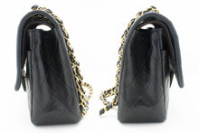 CHANEL Classic Double Flap 10" Chain Shoulder Bag Black Lambskin p21 hannari-shop