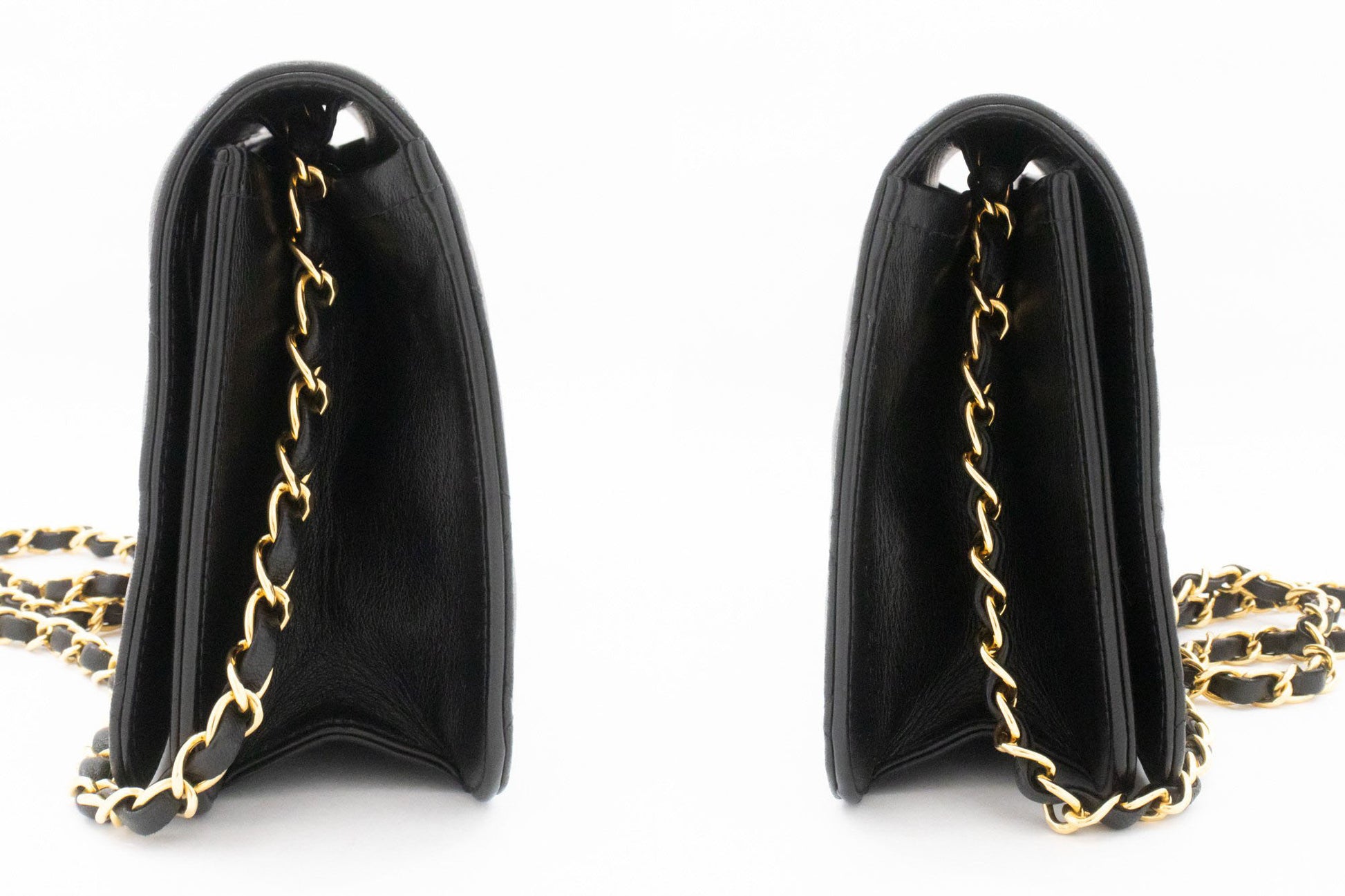 CHANEL Full Flap Chain Shoulder Bag Clutch Black Quilted Lambskin af4 hannari-shop