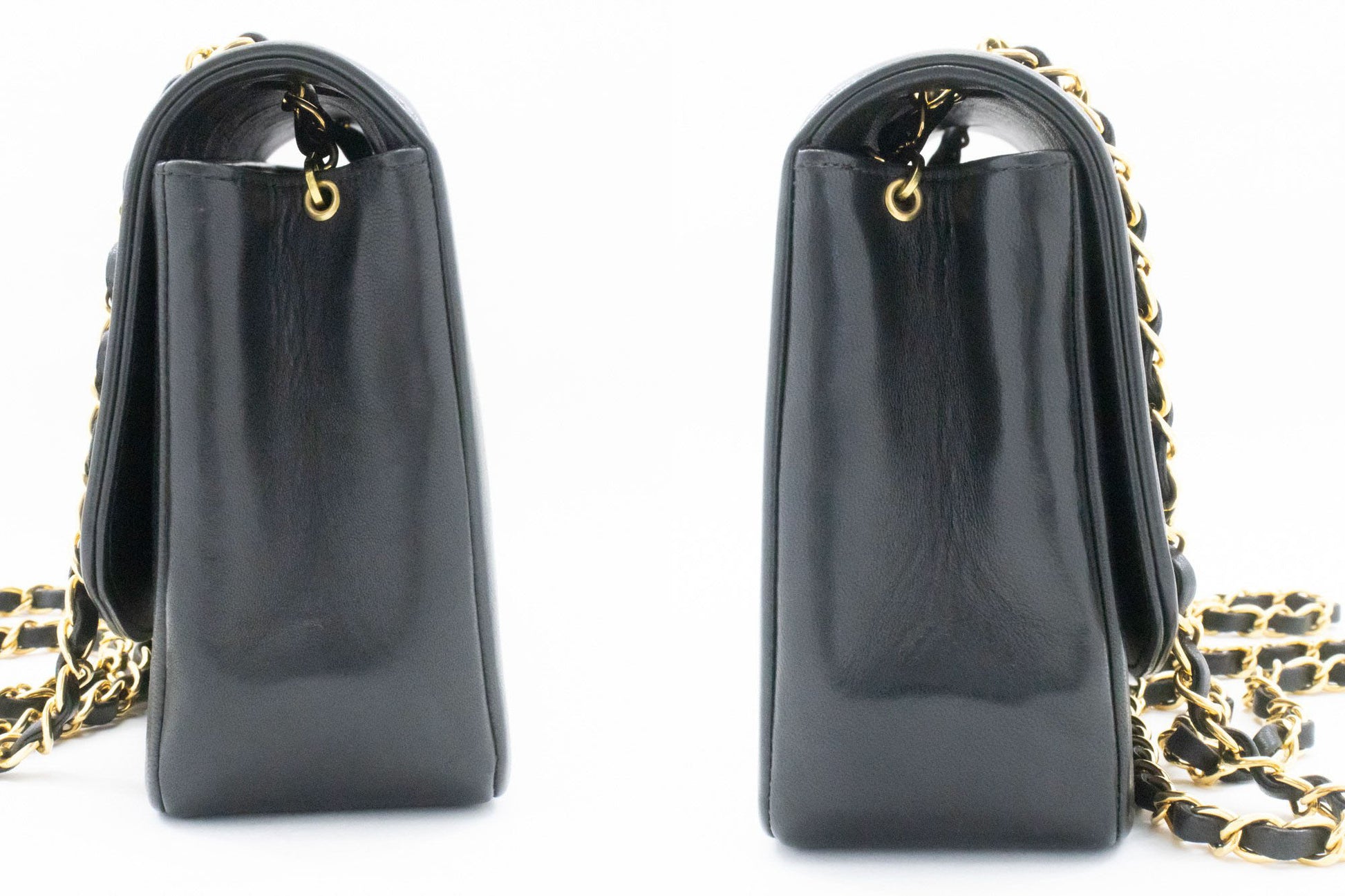 CHANEL Diana Flap Chain Shoulder Bag Black Quilted Lambskin Purse ah2 hannari-shop