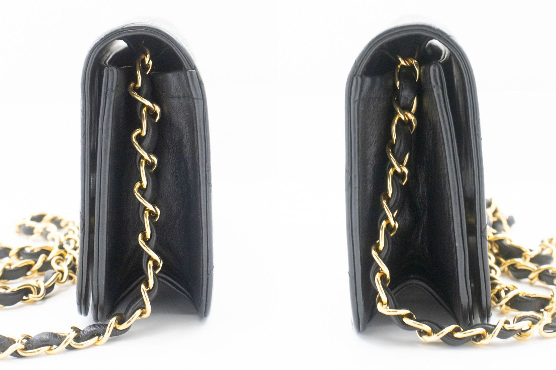CHANEL Full Flap Small Chain Shoulder Bag Clutch Black Quilted ab7 hannari-shop