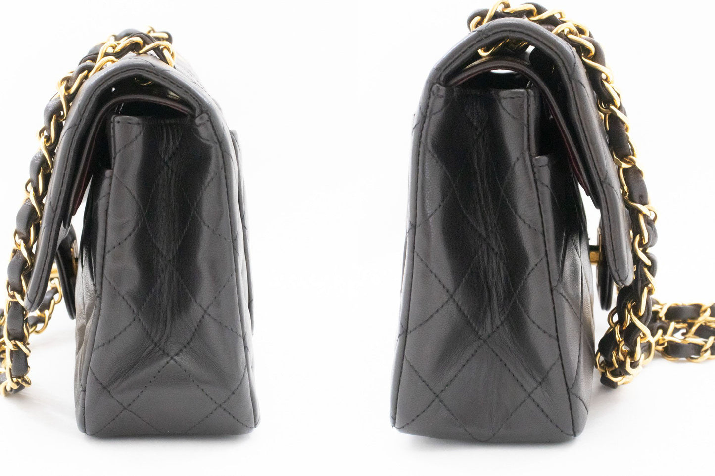 CHANEL Classic Double Flap 9" Chain Shoulder Bag Black Lambskin ai7 hannari-shop