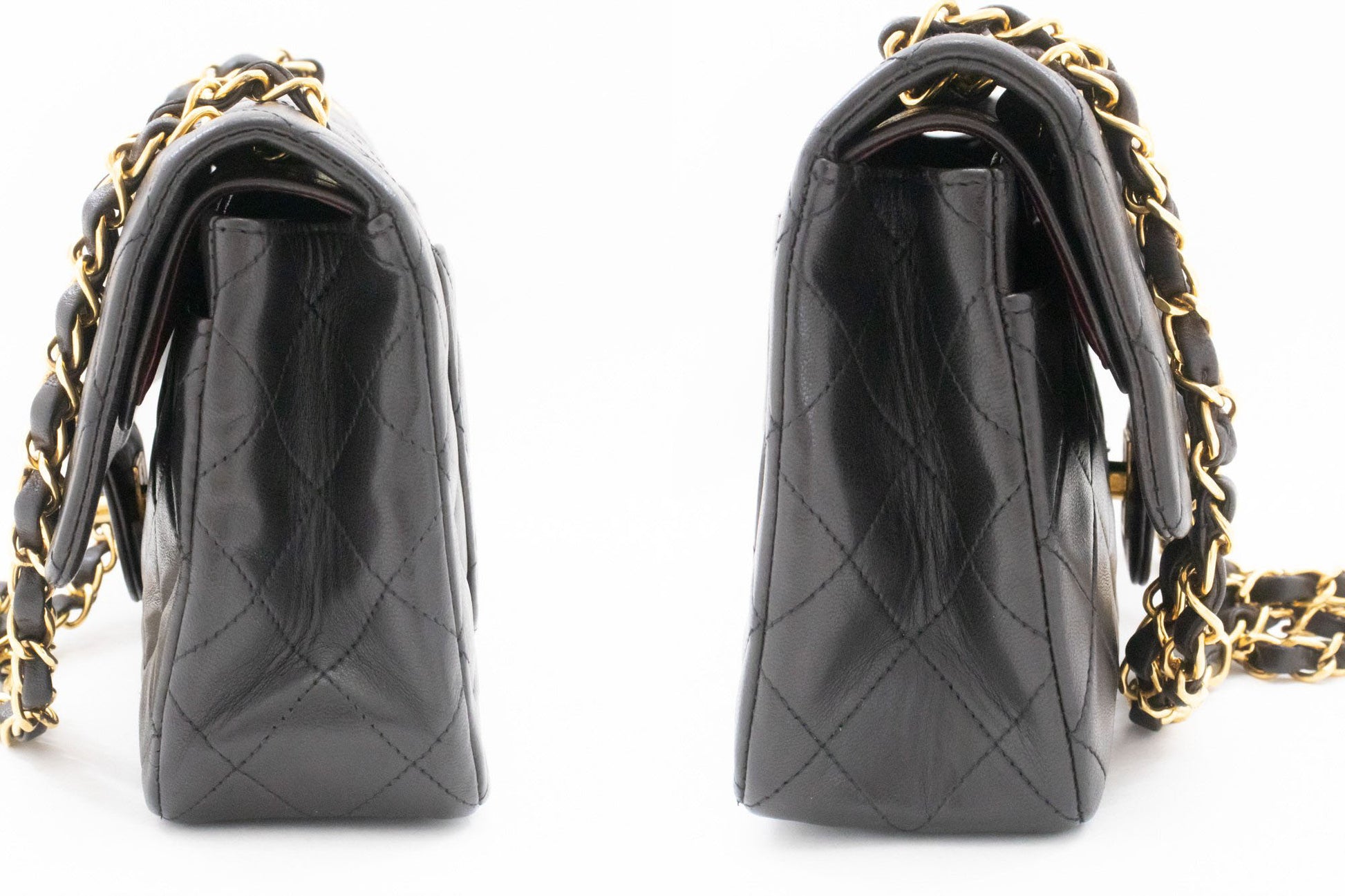 CHANEL Classic Double Flap 9" Chain Shoulder Bag Black Lambskin ai7 hannari-shop