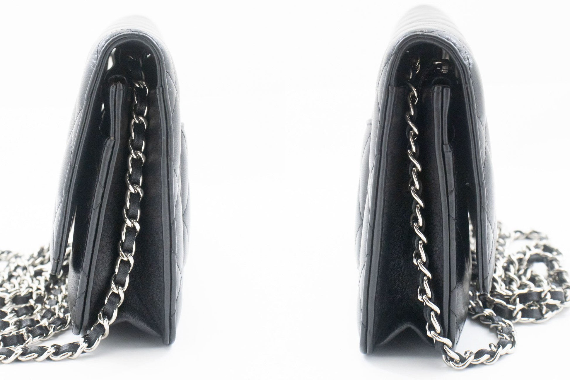 CHANEL Black Classic Wallet On Chain WOC Shoulder Bag Lambskin ab8 hannari-shop
