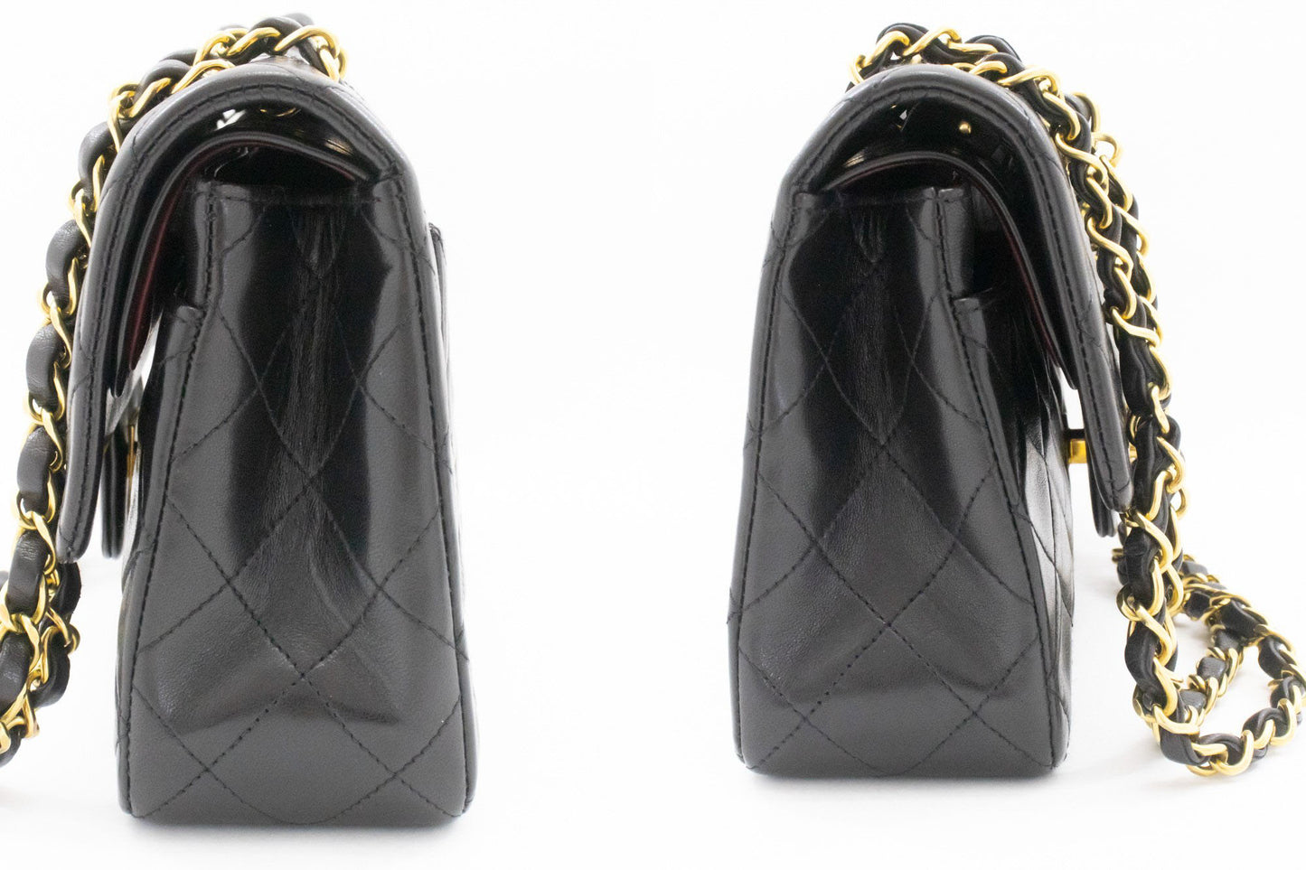 CHANEL Classic Double Flap 9" Chain Shoulder Bag Black Lambskin ai4 hannari-shop