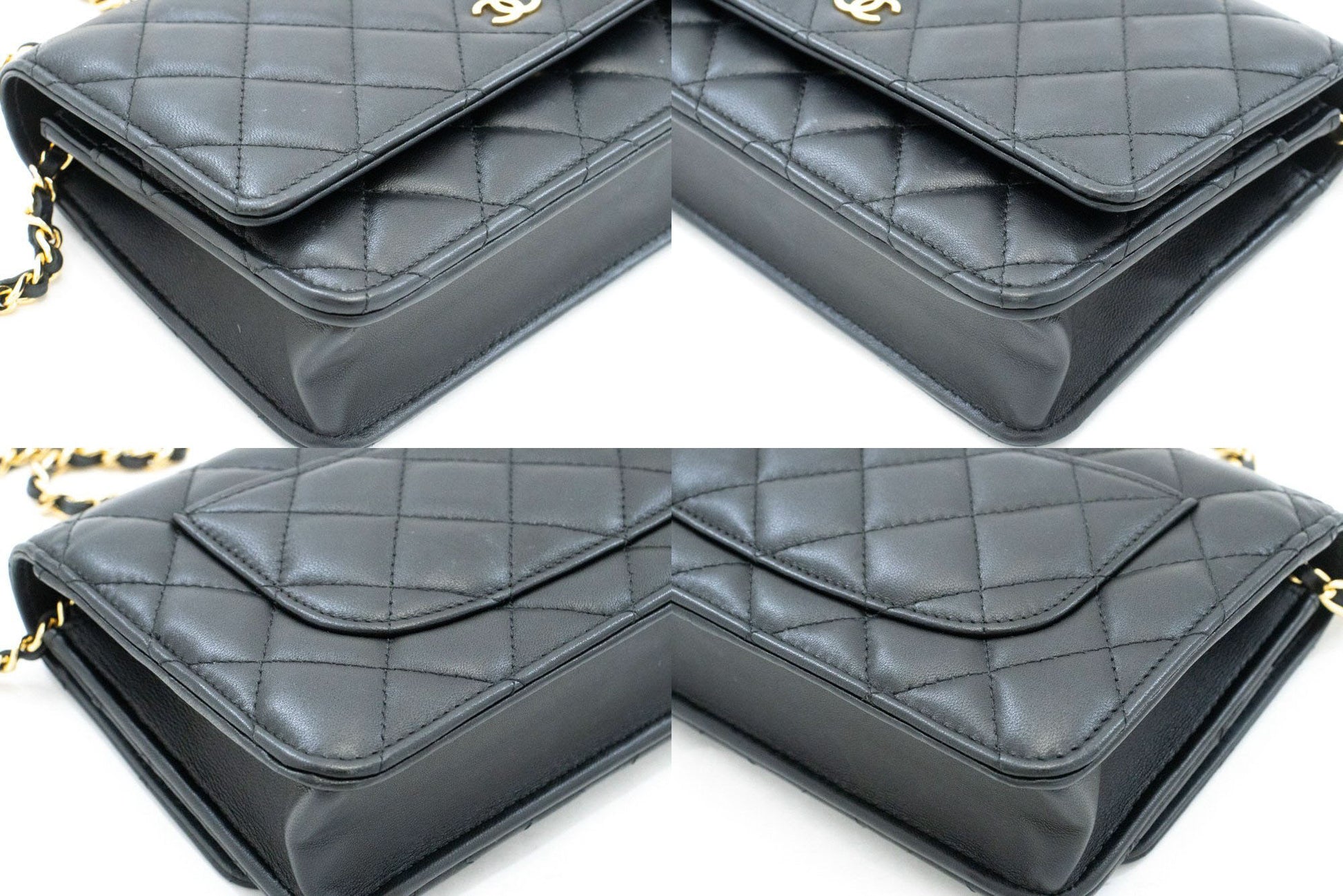 CHANEL Black Classic Wallet On Chain WOC Shoulder Bag Crossbody ae8 hannari-shop