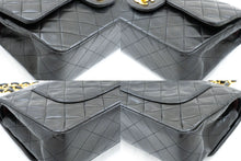 CHANEL Classic Double Flap 10" Chain Shoulder Bag Black Lambskin p10 hannari-shop