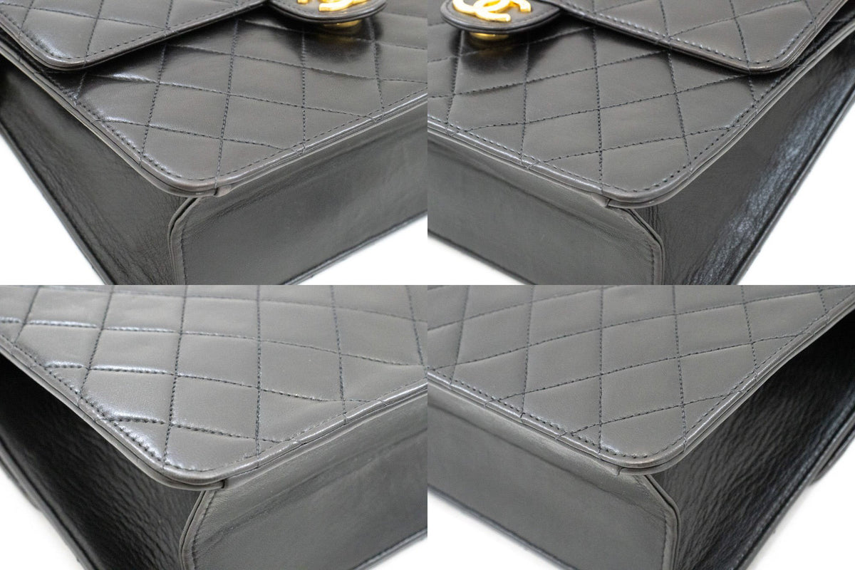 CHANEL Small Chain Shoulder Bag Clutch Black Quilted Flap Lambskin ao8 — corners hannari-shop