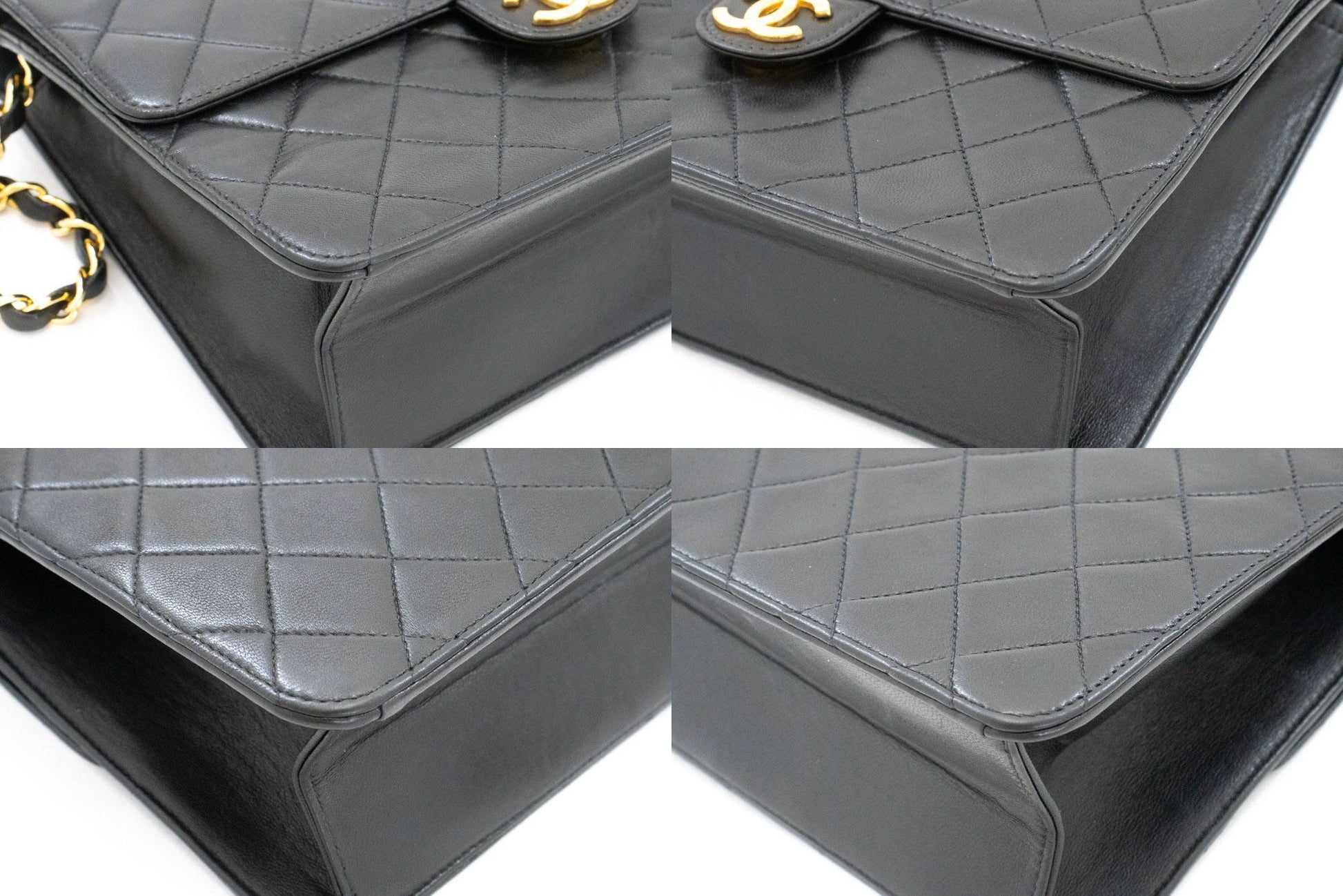 CHANEL Small Chain Shoulder Bag Clutch Black Quilted Flap Lambskin ah4 hannari-shop