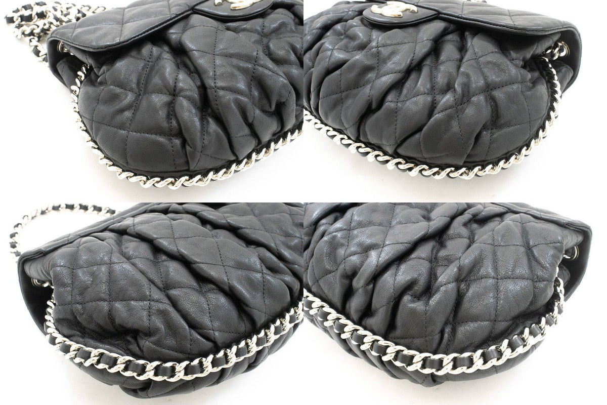 CHANEL Chain Around Shoulder Bag Crossbody Black Calfskin Leather ap9 — corners hannari-shop