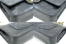 CHANEL Classic Double Flap 10" Chain Shoulder Bag Black Lambskin p21 hannari-shop