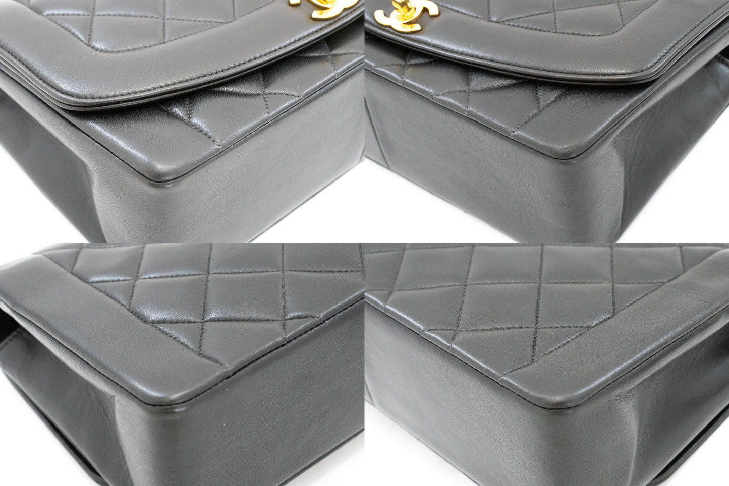 CHANEL Diana Flap Chain Shoulder Bag Black Quilted Lambskin ai3 hannari-shop