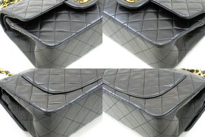 CHANEL Classic Double Flap 9" Chain Shoulder Bag Black Lambskin n70 hannari-shop