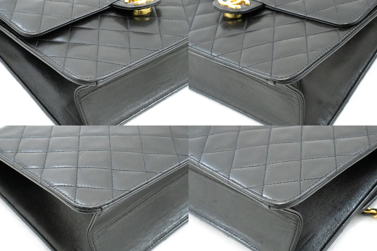 CHANEL Small Chain Shoulder Bag Clutch Black Quilted Flap Lambskin ao7 — corners hannari-shop