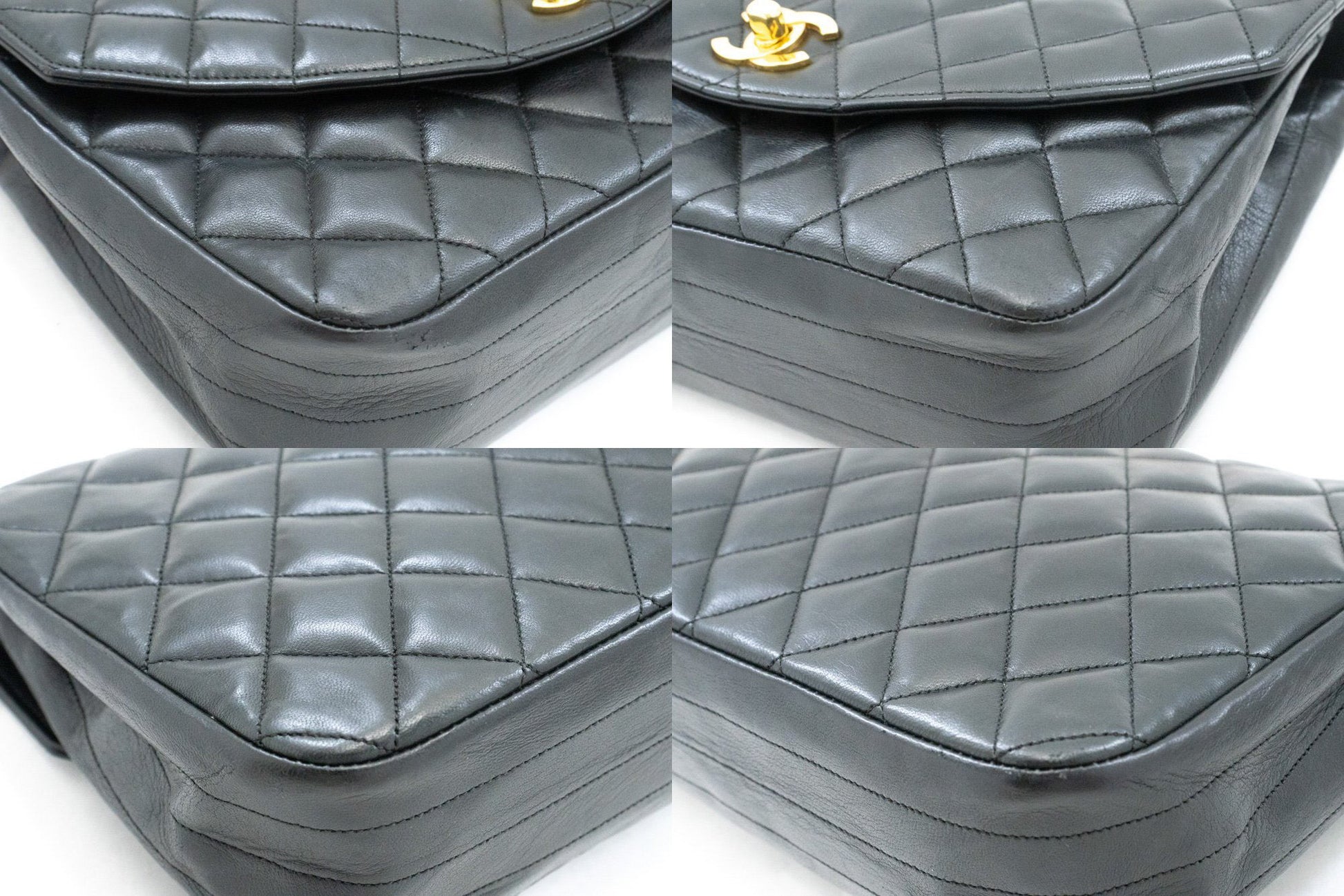 CHANEL Half Moon Chain Shoulder Bag Crossbody Black Quilted Flap an3 hannari-shop