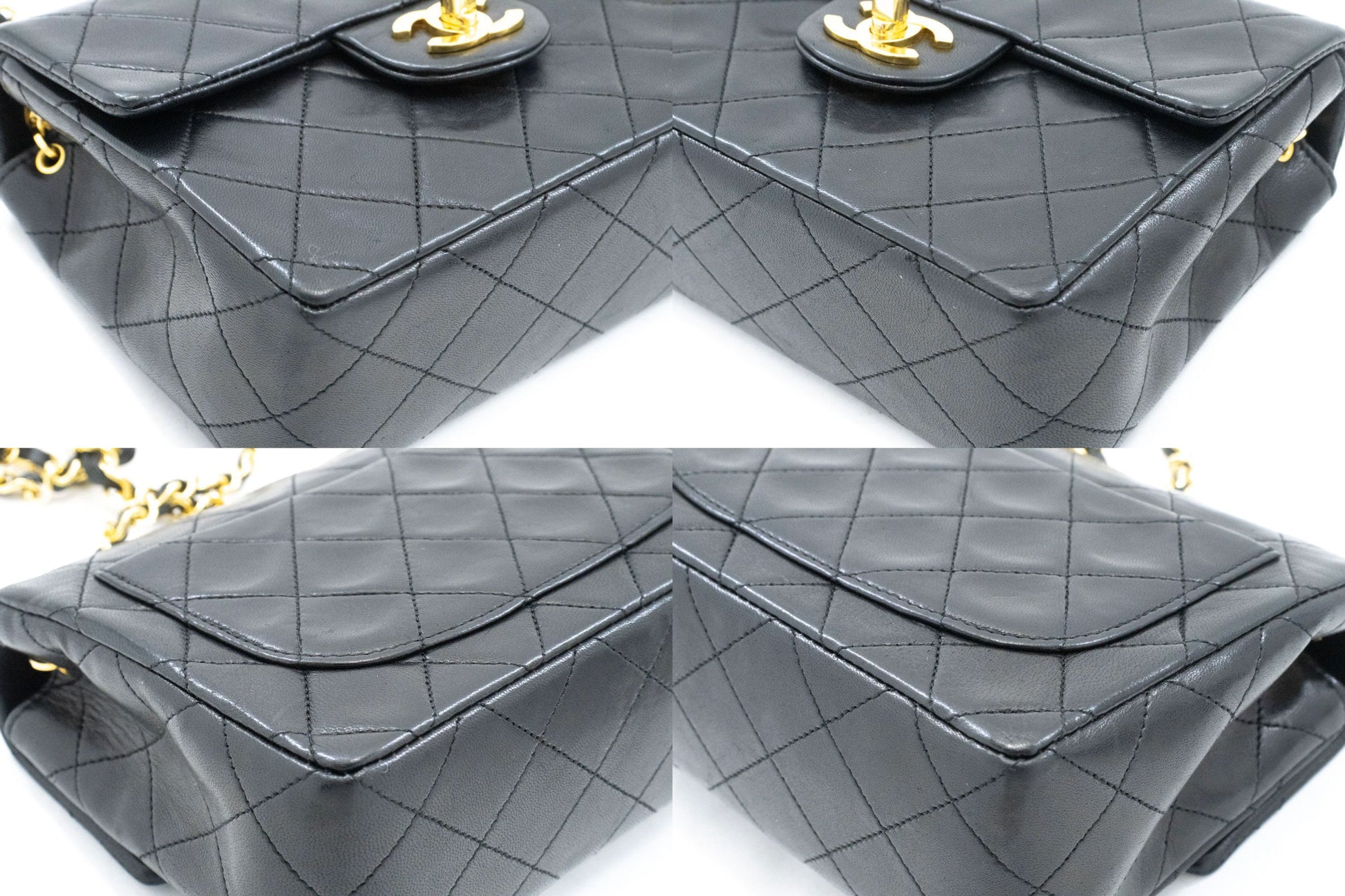 CHANEL Mini Square Small Chain Shoulder Bag Crossbody Black Lamb ag7 hannari-shop