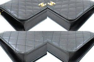 CHANEL Full Flap Chain Shoulder Bag Clutch Black Quilted Lambskin n36 hannari-shop